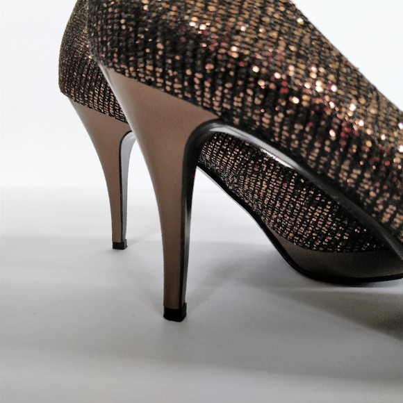 Nine West sparkly bronze platform pumps LIKE NEW - Picture 2 of 6